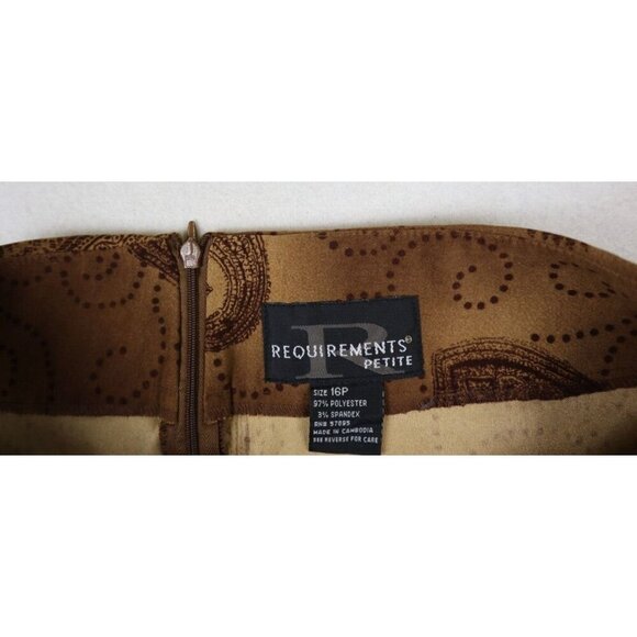 REQUIREMENTS - WOMEN'S BROWN & RED PRINT MIDI PENCIL SKIRT - SIZE 16P - Picture 3 of 6
